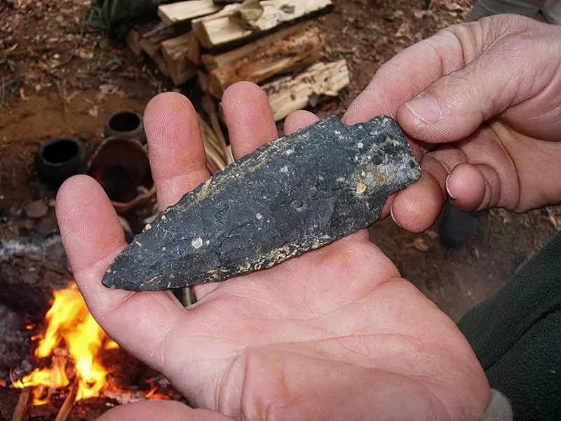 flint-knapped arrowhead